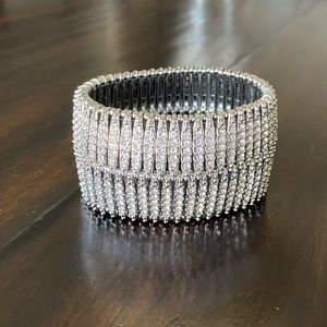 Stella & Dot Silver and Deco Rhinestone Stretch Bracelet